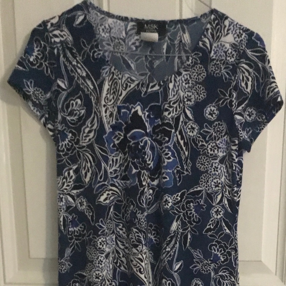 MSK. Petite small. Blue and white dress